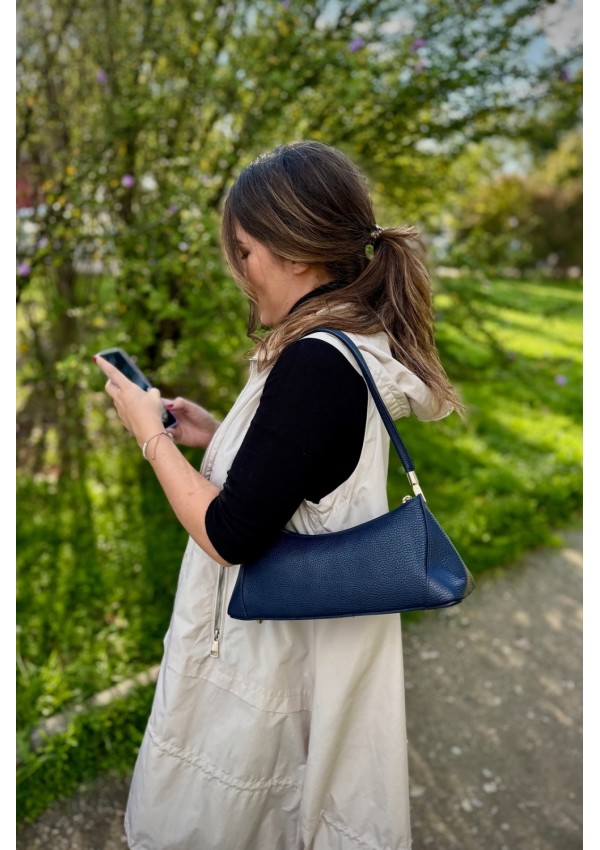 Bolso piel azul marino