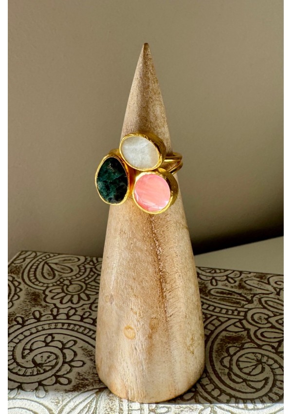 Anillo Bronce verde, rosa y blanco